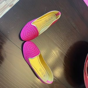 Hot pink flats with gold and pink diamond sparkles